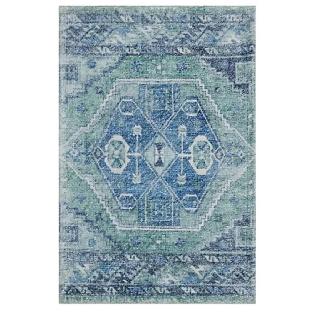 new Wild Sage Printed 20x33 inch Bathroom Rug in Aqua Blue Gray Green colors